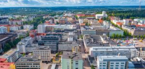 Ilmakuva Lahden kerrostaloista.